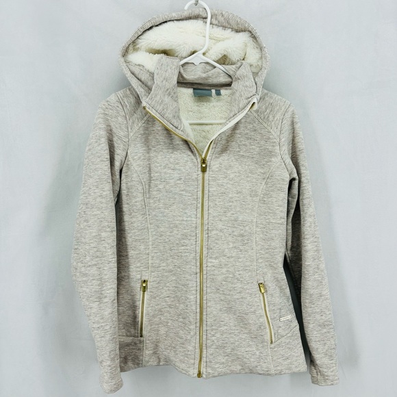 Athleta Jackets & Blazers - ATHLETA  Luxe Stronger Hoodie Faux Fur Lined Zip Up Jacket Sz Small Oatmeal warm